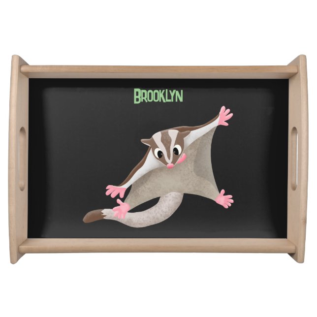 Cute happy sugar glider cartoon illustration serving tray (Front)