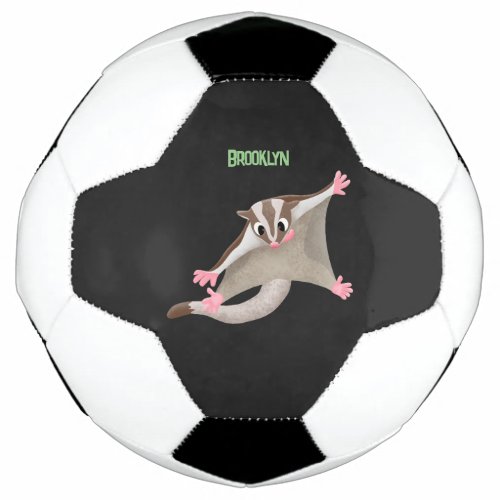 Cute happy sugar glider cartoon illustration soccer ball