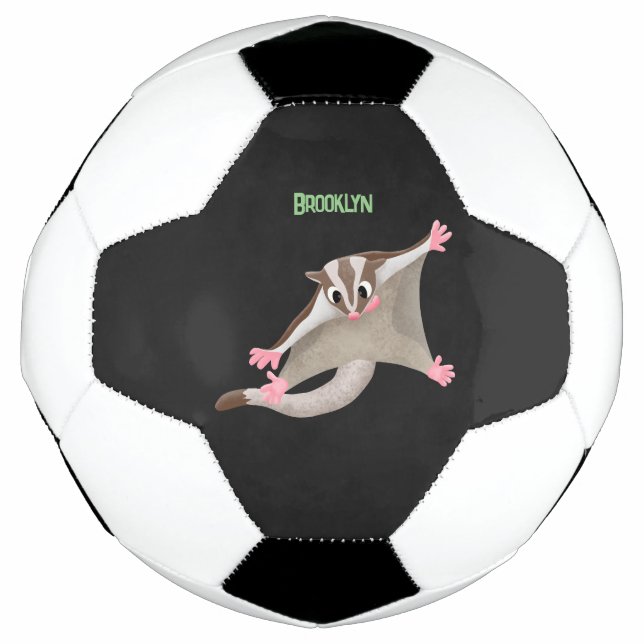Cute happy sugar glider cartoon illustration soccer ball (Front)