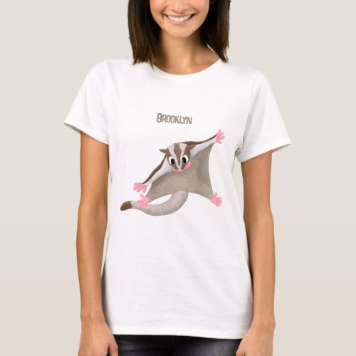 Cute happy sugar glider cartoon illustration T_Shirt