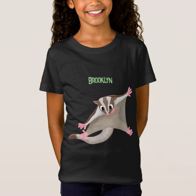 Cute happy sugar glider cartoon illustration T-Shirt (Front)