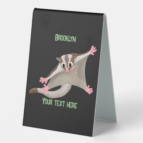 Cute happy sugar glider cartoon illustration table tent sign