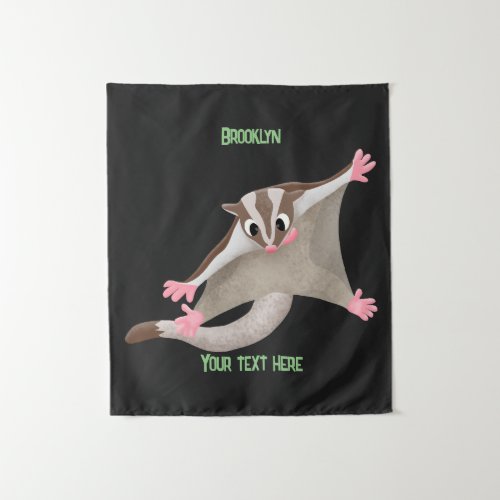 Cute happy sugar glider cartoon illustration tapestry