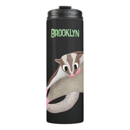 Cute happy sugar glider cartoon illustration thermal tumbler