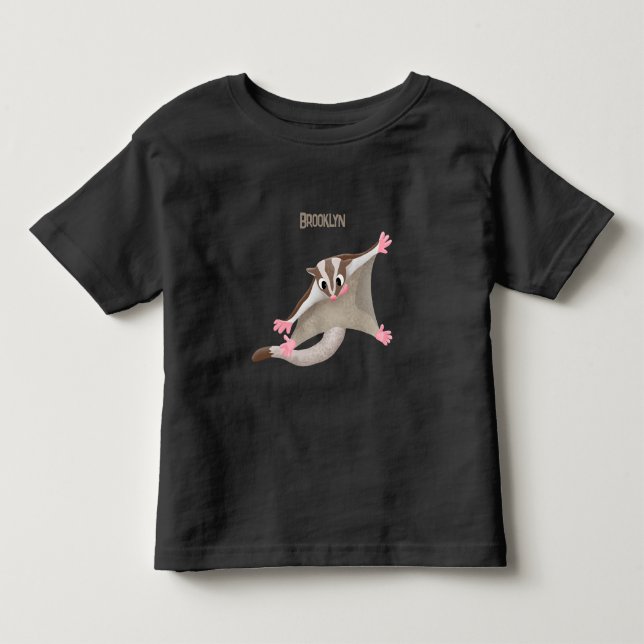 Cute happy sugar glider cartoon illustration toddler t-shirt (Front)