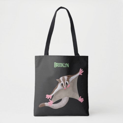 Cute happy sugar glider cartoon illustration tote bag