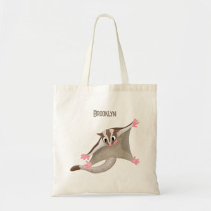 Cute happy sugar glider cartoon illustration tote bag