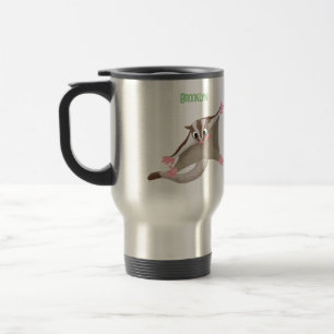 Cute happy sugar glider cartoon illustration travel mug