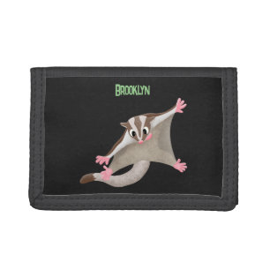 Cute happy sugar glider cartoon illustration tri-fold wallet