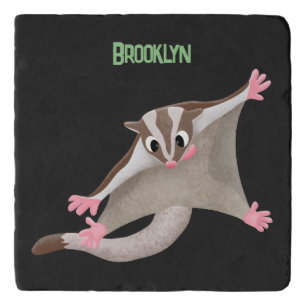 Cute happy sugar glider cartoon illustration trivet