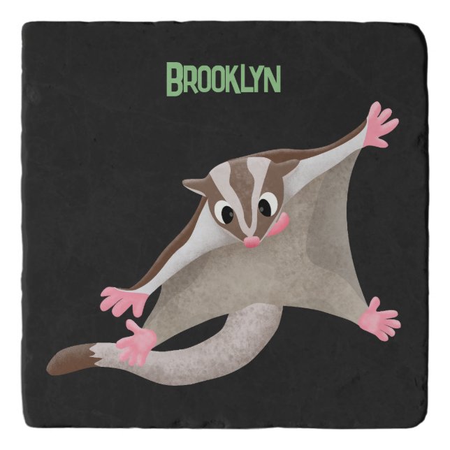 Cute happy sugar glider cartoon illustration trivet (Front)