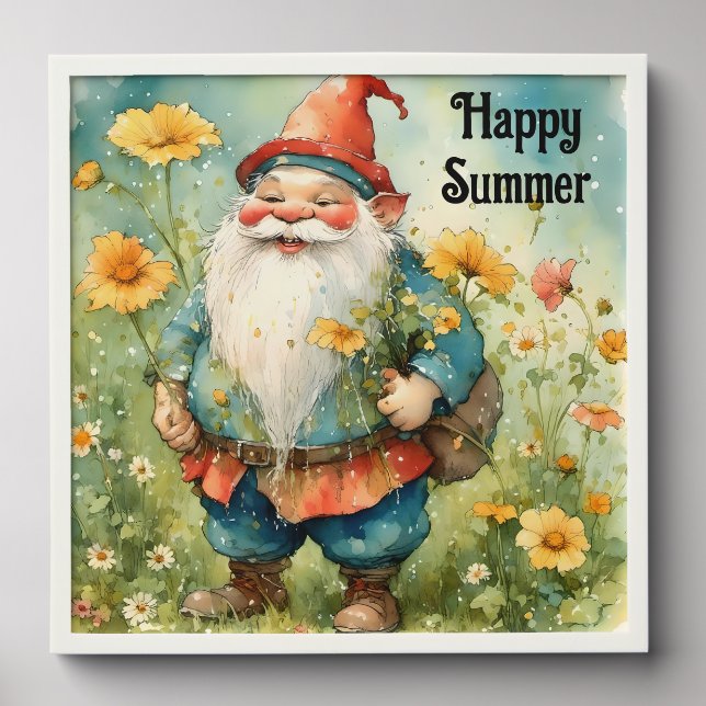 Cute Happy Summer Gnome Photo Tile (Front Set)
