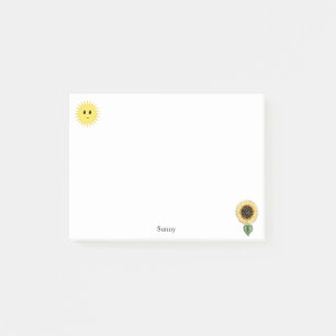 Cute Happy Sun and Sunflower Post-it Notes