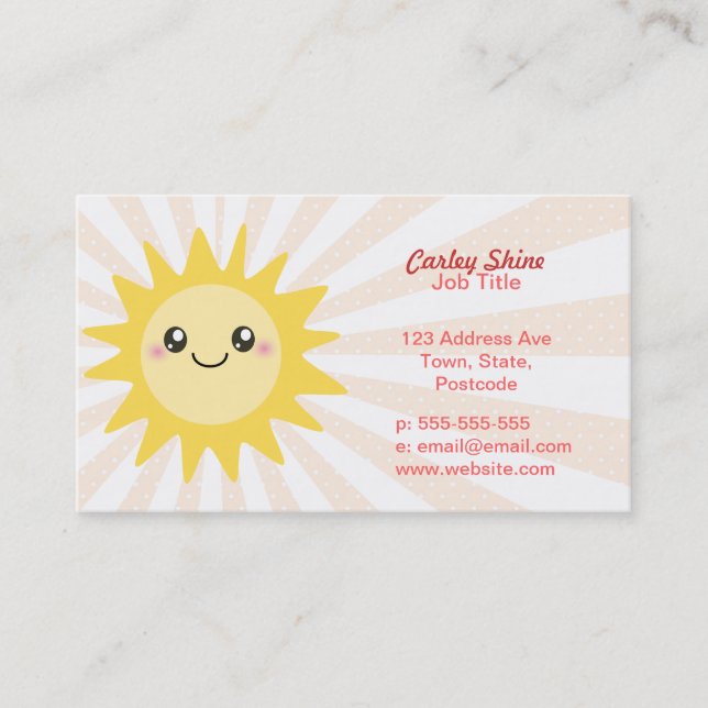 Cute Happy Sun business cards (Front)