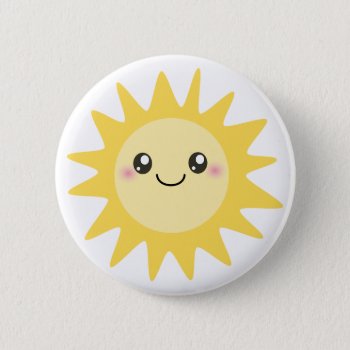 Cute Happy Sun Button by kawaiisquared at Zazzle