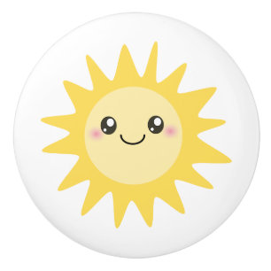 Cute Happy Sun cartoon - nursery decor Ceramic Knob