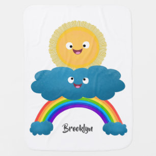 Cute happy sun cloud rainbow cartoon baby blanket