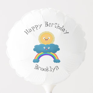 Cute happy sun cloud rainbow cartoon balloon