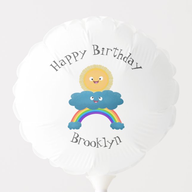 Cute happy sun cloud rainbow cartoon balloon (Front)
