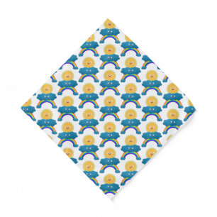 Cute happy sun cloud rainbow cartoon bandana