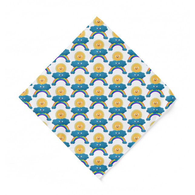 Cute happy sun cloud rainbow cartoon bandana (Front)