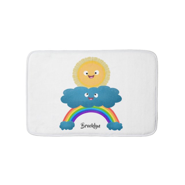 Cute happy sun cloud rainbow cartoon bath mat (Front)
