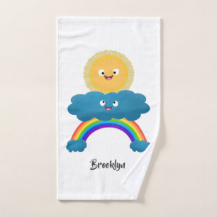 Cute happy sun cloud rainbow cartoon bath towel set