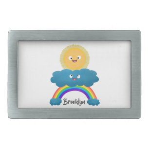 Cute happy sun cloud rainbow cartoon belt buckle