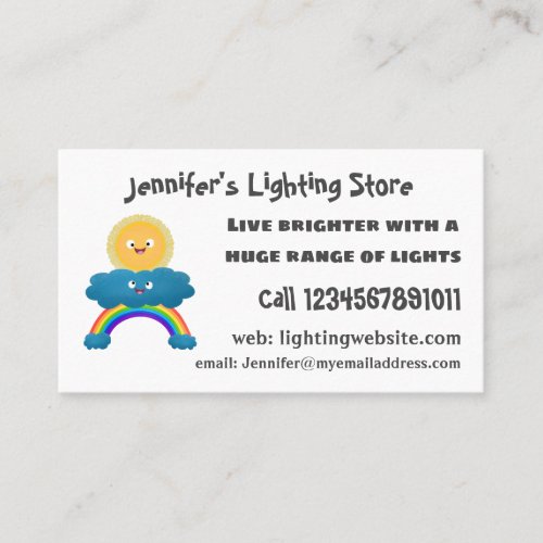 Cute happy sun cloud rainbow cartoon business card