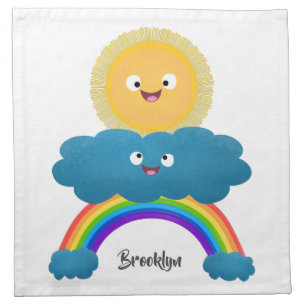 Cute happy sun cloud rainbow cartoon cloth napkin