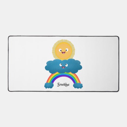 Cute happy sun cloud rainbow cartoon desk mat