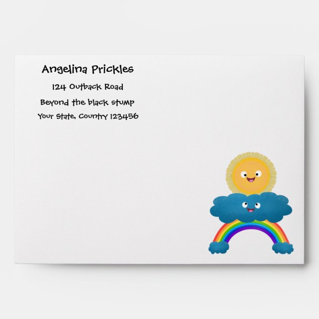 Cute happy sun cloud rainbow cartoon envelope (Front)