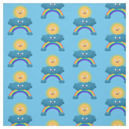 Cute happy sun cloud rainbow cartoon fabric