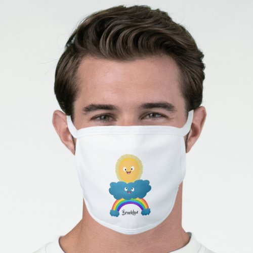 Cute happy sun cloud rainbow cartoon face mask