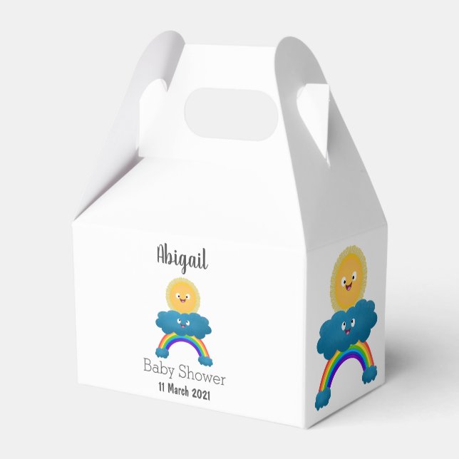 Cute happy sun cloud rainbow cartoon favor boxes (Front Side)