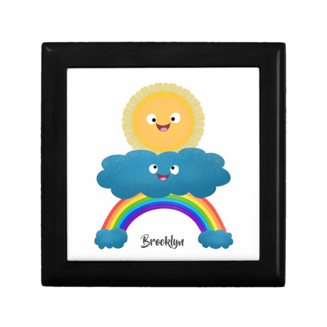 Cute happy sun cloud rainbow cartoon gift box (Front)