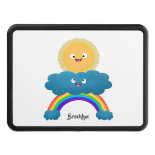 Cute happy sun cloud rainbow cartoon hitch cover