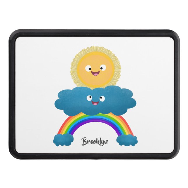 Cute happy sun cloud rainbow cartoon hitch cover (Front)