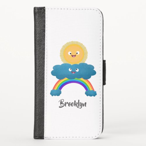 Cute happy sun cloud rainbow cartoon iPhone x wallet case