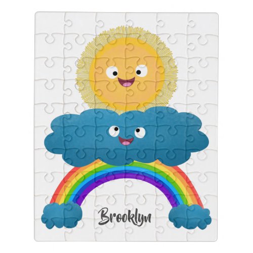 Cute happy sun cloud rainbow cartoon jigsaw puzzle