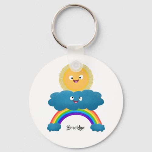 Cute happy sun cloud rainbow cartoon keychain