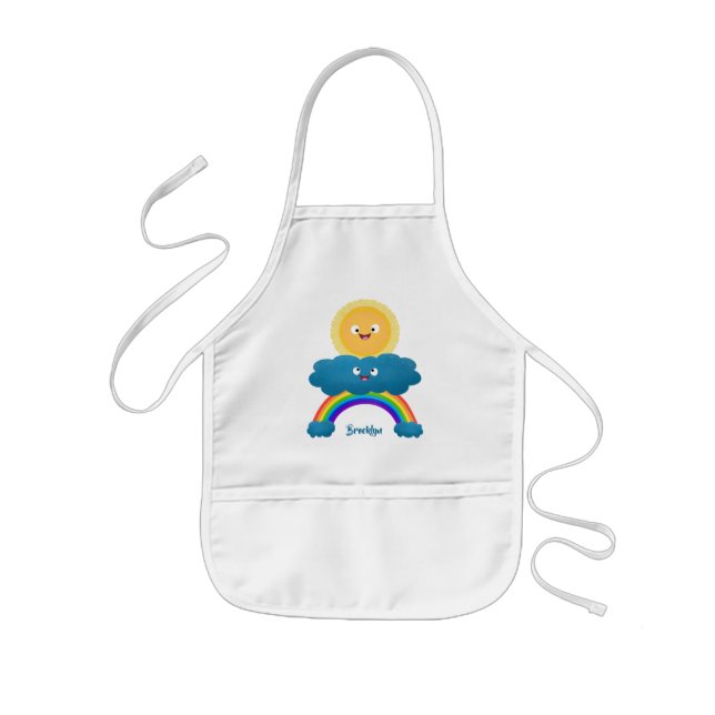 Cute happy sun cloud rainbow cartoon kids' apron (Front)