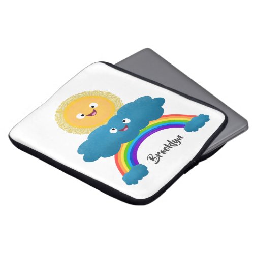 Cute happy sun cloud rainbow cartoon laptop sleeve