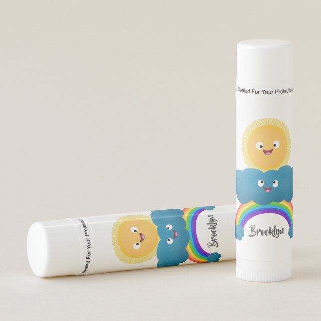 Cute happy sun cloud rainbow cartoon lip balm (Front)