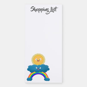 Cute happy sun cloud rainbow cartoon magnetic notepad