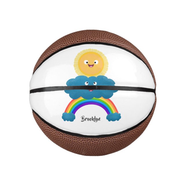 Cute happy sun cloud rainbow cartoon mini basketball (Front)