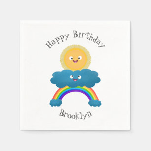 Cute happy sun cloud rainbow cartoon napkins