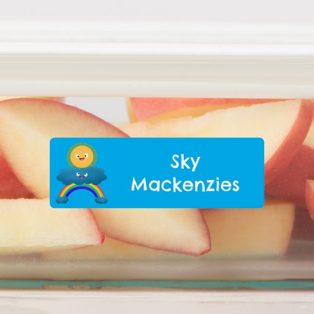 Cute happy sun cloud rainbow cartoon personalized labels (Affixed)