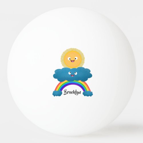 Cute happy sun cloud rainbow cartoon ping pong ball