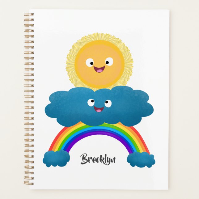 Cute happy sun cloud rainbow cartoon planner (Front)
